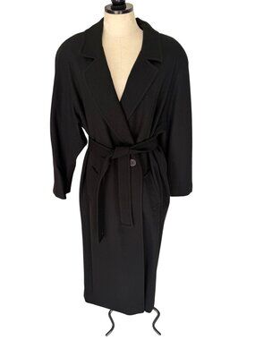 Kristen Blake Womens Wrap-Style Coat Size 10 Black Lined Flannel Wool Vintage